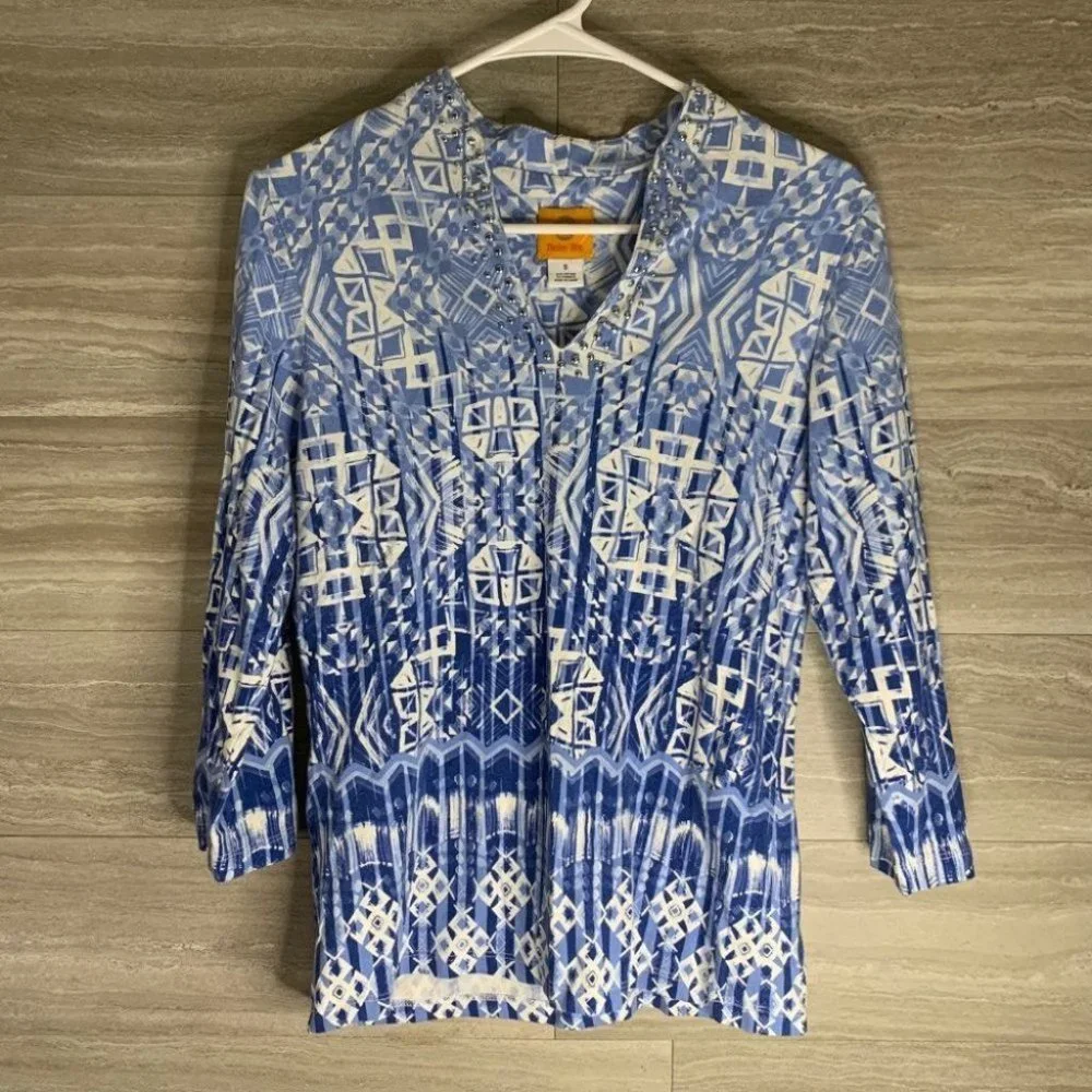 Women’s Ruby Rd. Geometric Blouse - Picture 1 of 7